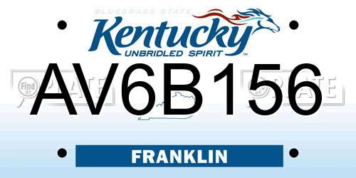 AV6B156 Kentucky License Plate