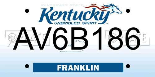 AV6B186 Kentucky License Plate