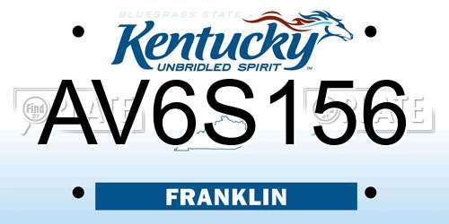 AV6S156 Kentucky License Plate