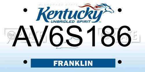 AV6S186 Kentucky License Plate
