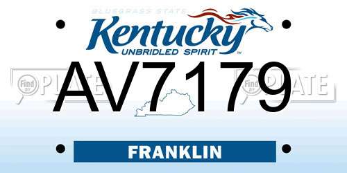 AV7179 Kentucky License Plate