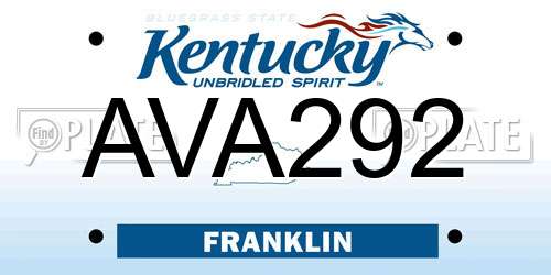 AVA292 Kentucky License Plate