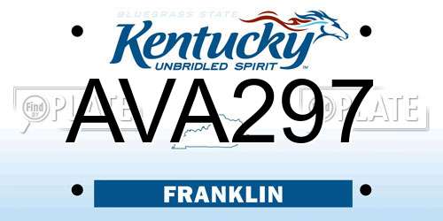 AVA297 Kentucky License Plate