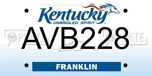 AVB228 Kentucky License Plate