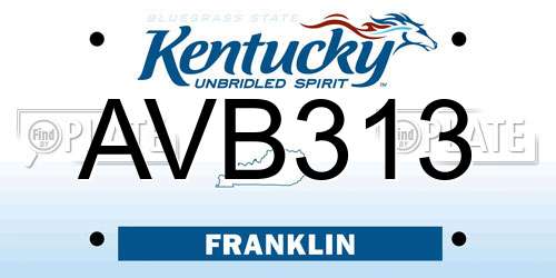 AVB313 Kentucky License Plate