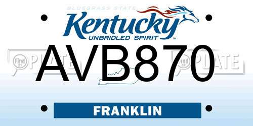 AVB870 Kentucky License Plate
