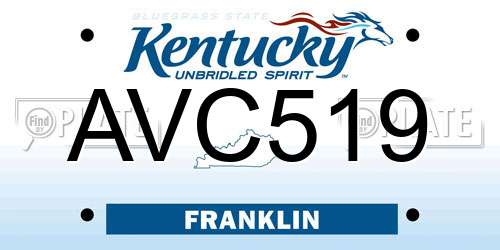 AVC519 Kentucky License Plate