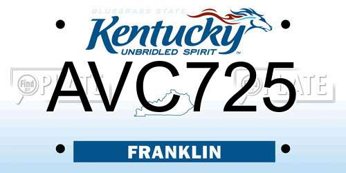 AVC725 Kentucky License Plate