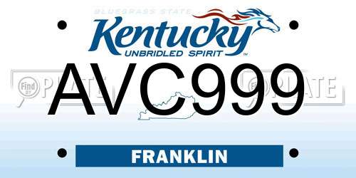 AVC999 Kentucky License Plate