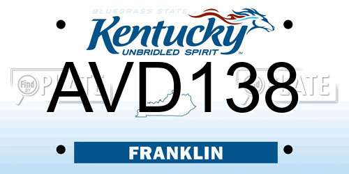 AVD138 Kentucky License Plate