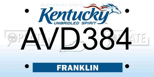 AVD384 Kentucky License Plate