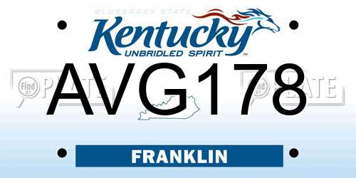 AVG178 Kentucky License Plate