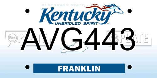AVG443 Kentucky License Plate