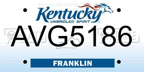 AVG5186 Kentucky License Plate