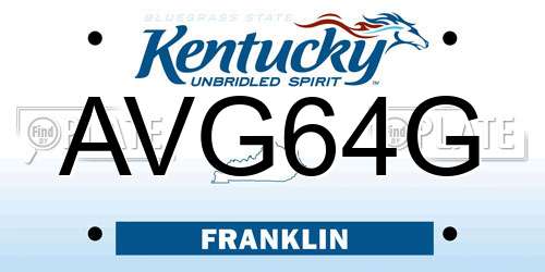 AVG64G Kentucky License Plate