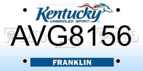 AVG8156 Kentucky License Plate