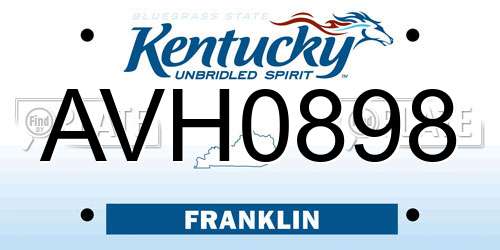 AVH0898 Kentucky License Plate