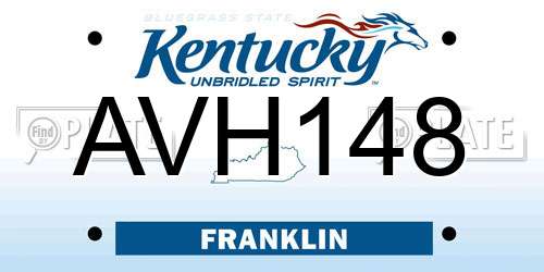 AVH148 Kentucky License Plate
