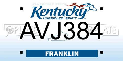 AVJ384 Kentucky License Plate