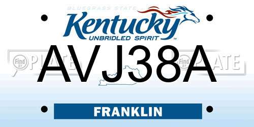 AVJ38A Kentucky License Plate