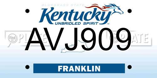 AVJ909 Kentucky License Plate