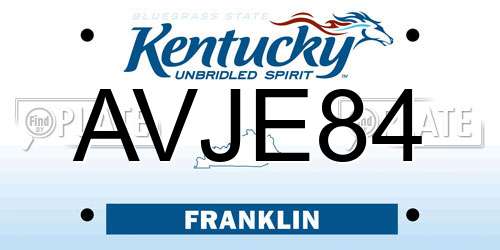 AVJE84 Kentucky License Plate