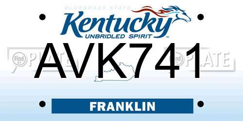 AVK741 Kentucky License Plate