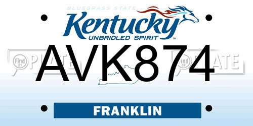 AVK874 Kentucky License Plate