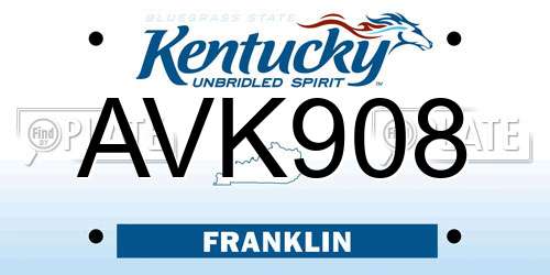 AVK908 Kentucky License Plate