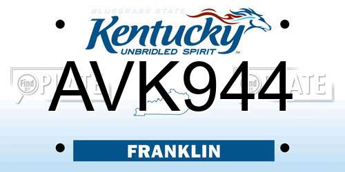 AVK944 Kentucky License Plate