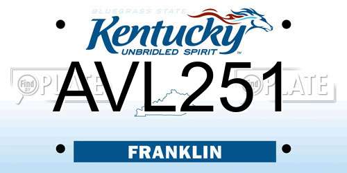 AVL251 Kentucky License Plate
