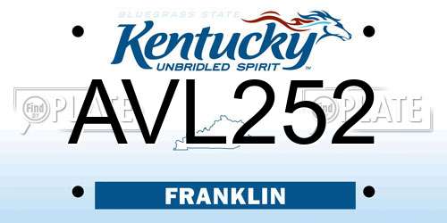 AVL252 Kentucky License Plate