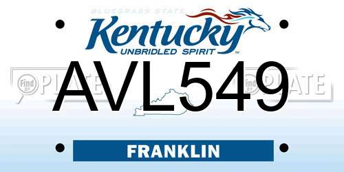 AVL549 Kentucky License Plate