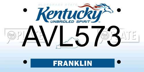 AVL573 Kentucky License Plate
