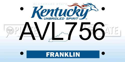 AVL756 Kentucky License Plate