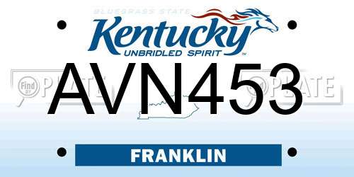 AVN453 Kentucky License Plate
