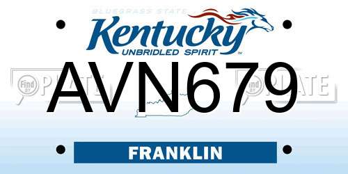AVN679 Kentucky License Plate