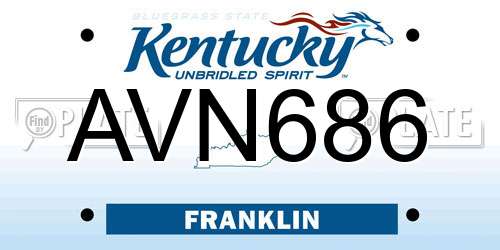 AVN686 Kentucky License Plate