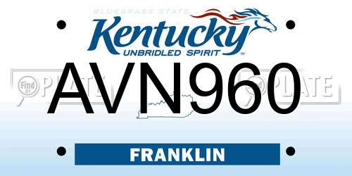 AVN960 Kentucky License Plate