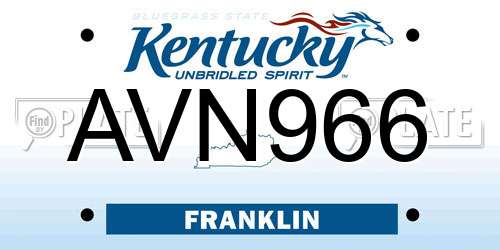 AVN966 Kentucky License Plate