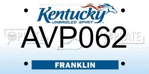 AVP062 Kentucky License Plate