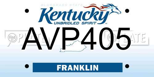 AVP405 Kentucky License Plate