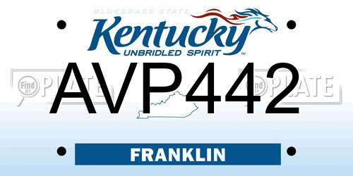 AVP442 Kentucky License Plate