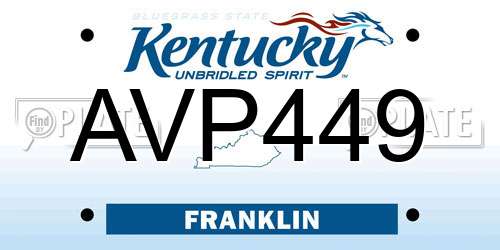 AVP449 Kentucky License Plate