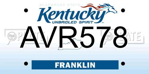 AVR578 Kentucky License Plate