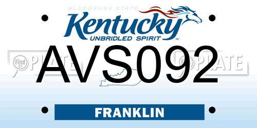AVS092 Kentucky License Plate