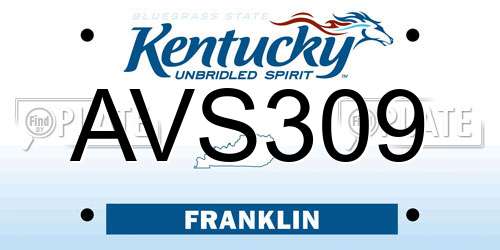 AVS309 Kentucky License Plate