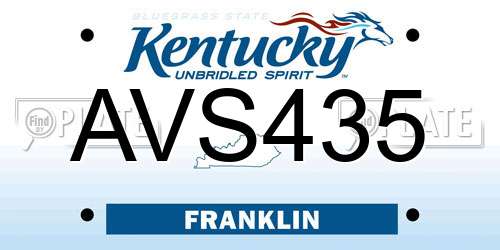 AVS435 Kentucky License Plate