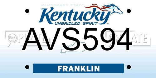 AVS594 Kentucky License Plate