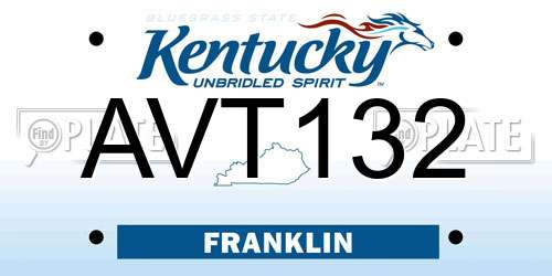 AVT132 Kentucky License Plate